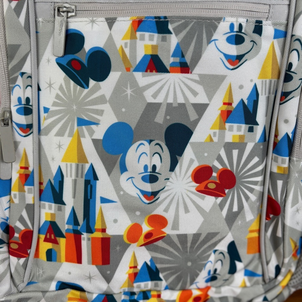 Disney Parks Disneyworld Gray and Multicolor Mickey Mouse and Castle Backpack - Picture 3 of 11